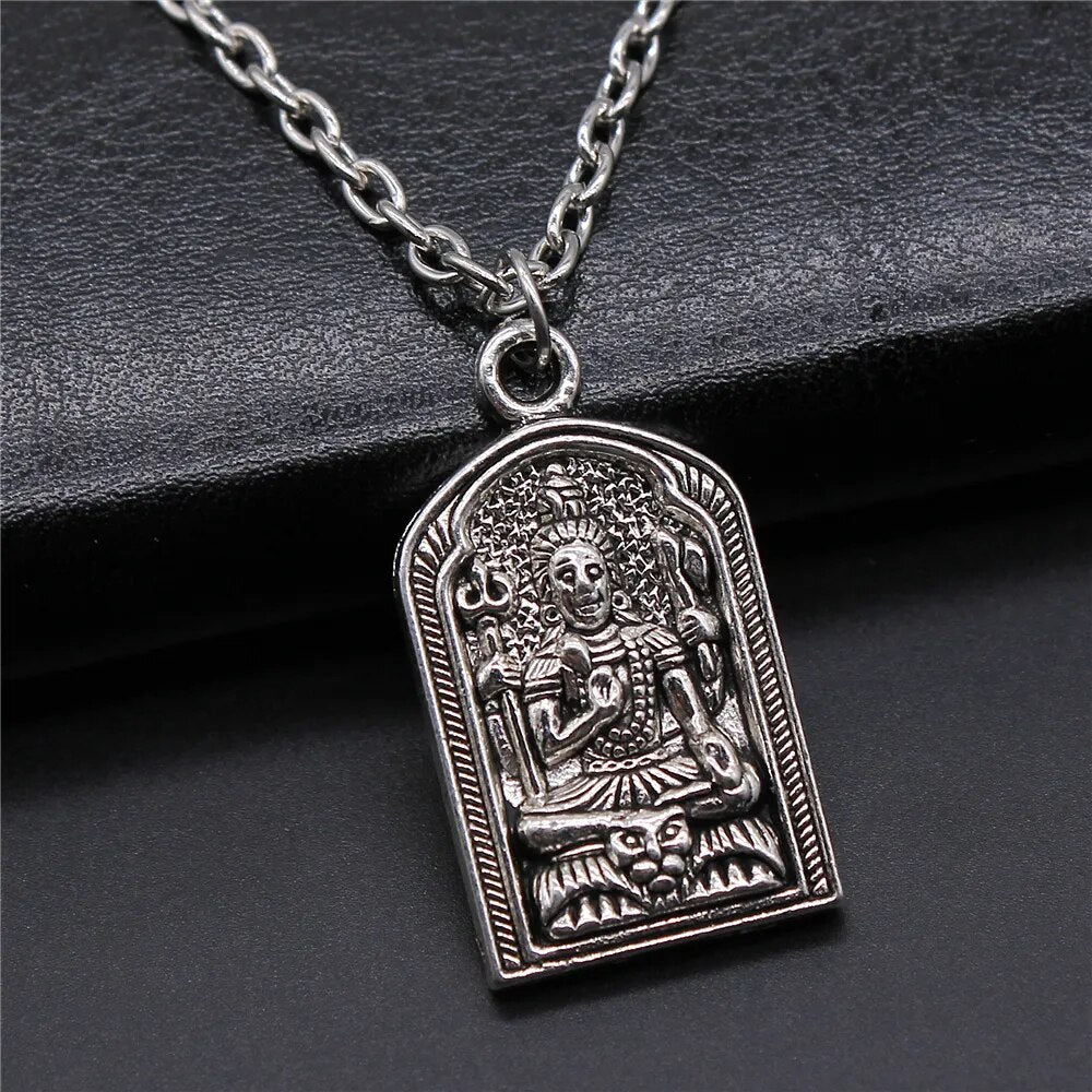 Religiöser Schmuck - Buddhismus Buddha Anhänger Halskette mit Om Yoga Symbol und Lotusbaum