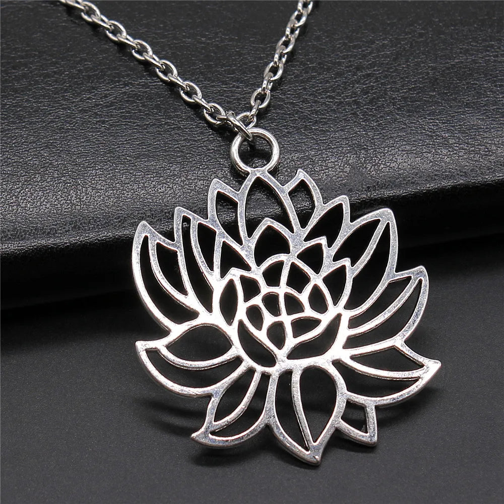 Religiöser Schmuck - Buddhismus Buddha Anhänger Halskette mit Om Yoga Symbol und Lotusbaum