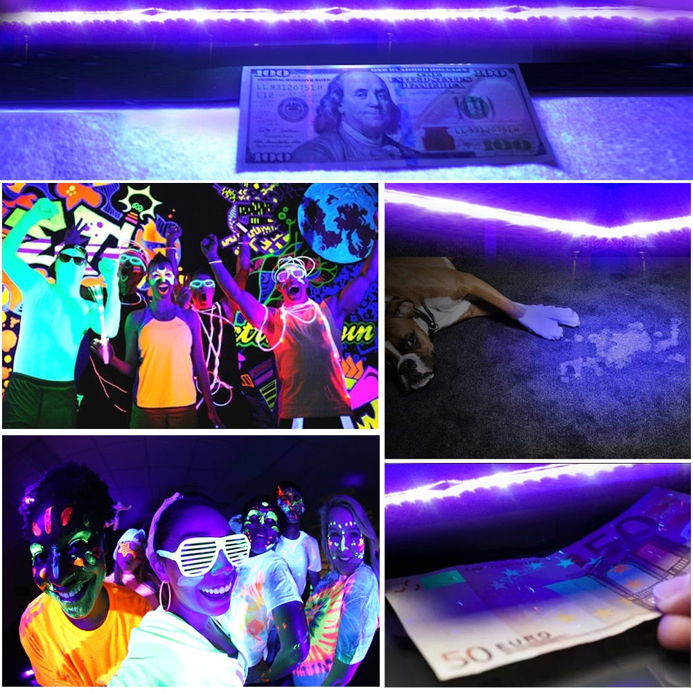 UV LED Strip Light 5V DC 2835 0.5M 1M 2M Waterproof Purple Ribbon Schwarzlicht