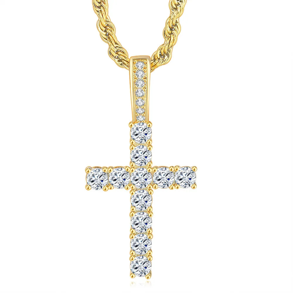 Kreuz-Anhänger Halskette im Hip-Hop-Stil - Iced Out Design
