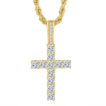 Kreuz-Anhänger Halskette im Hip-Hop-Stil - Iced Out Design