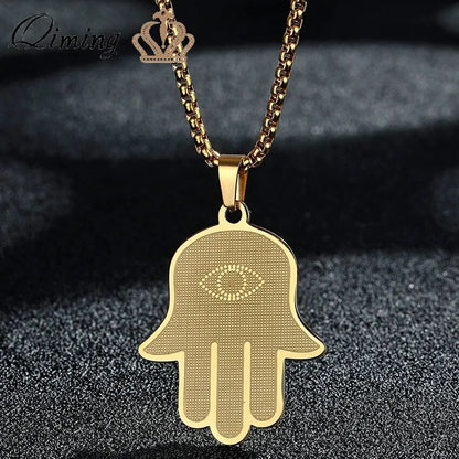 Hamsa Hand Von Fatima Anhänger Halskette - Handgefertigter Jerusalem Schmuck