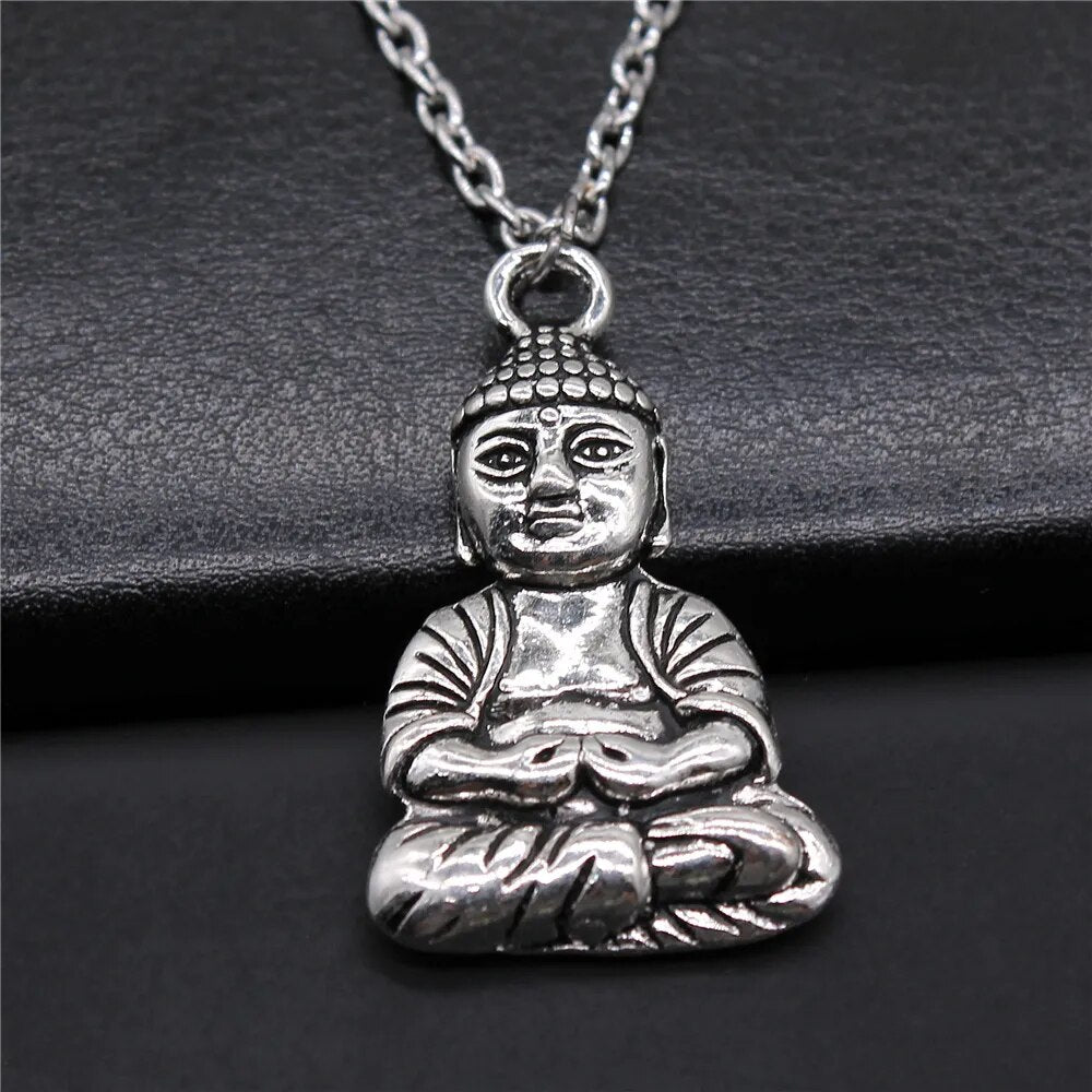Religiöser Schmuck - Buddhismus Buddha Anhänger Halskette mit Om Yoga Symbol und Lotusbaum