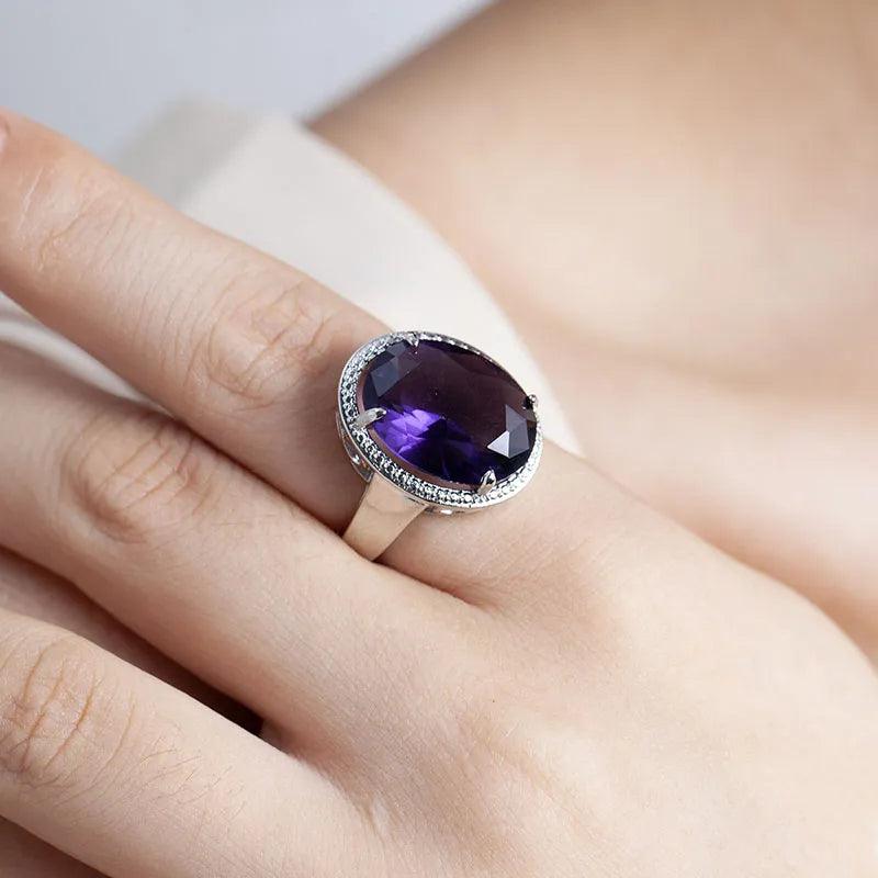 Classic Silber 925 Amethyst Ringe - Edler Schmuck für Frauen