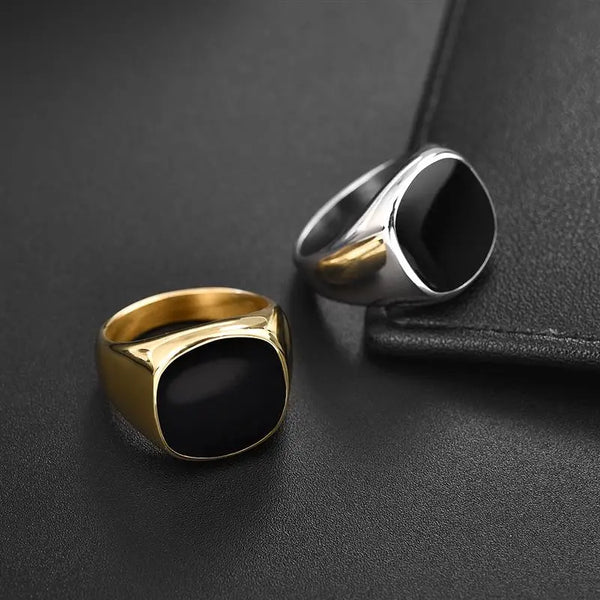 Punk rock style ring - 316L stainless steel signet ring
