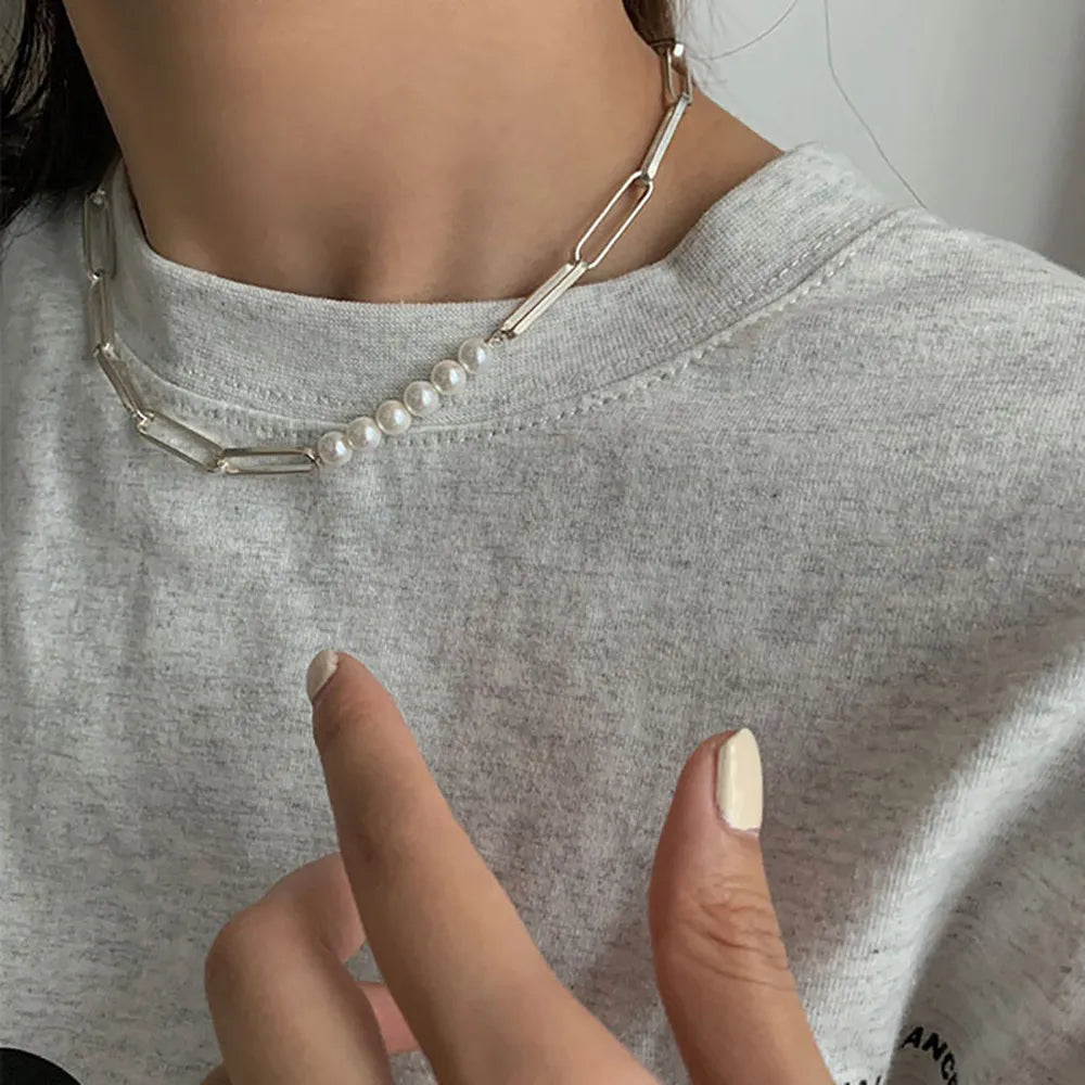 Edelstahl Kreuzkette im Hip-Hop-Stil - Doppelreihige Halskette mit Charme