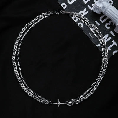 Edelstahl Kreuzkette von NiZED als Halskette, Streetwear Schmuck und provokantes Accessoire