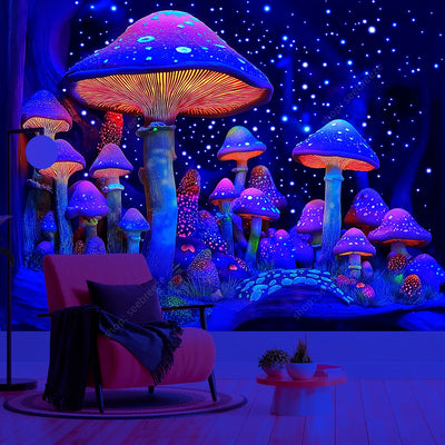 Enchanted Mushroom Forest UV Wandteppich