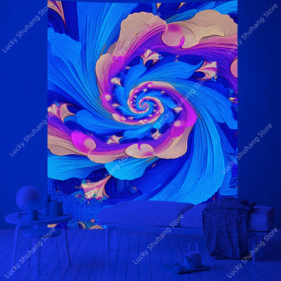 Neon Starburst UV Schwarzlicht-Wandteppich
