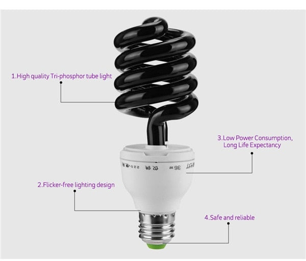 E27 15W 30W 40W 220V Helicoid Quarz Schwarzlicht