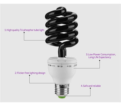 E27 15W 30W 40W 220V Helicoid Quarz Schwarzlicht