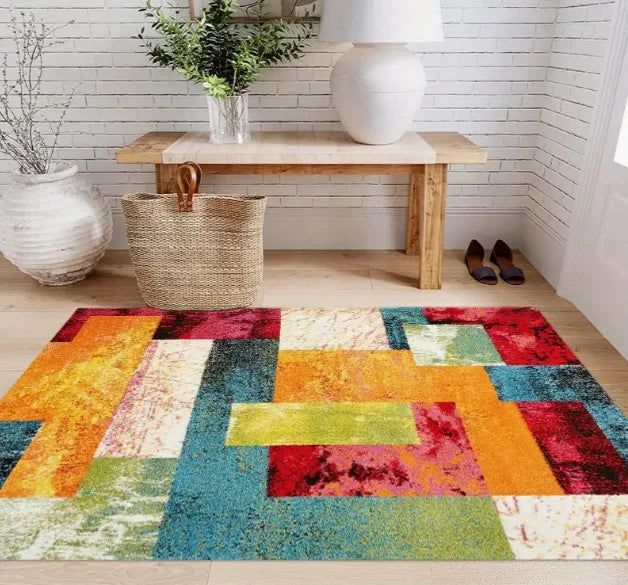 Geometrischer Abstrakt-Teppich – Wohnzimmer & Schlafzimmer