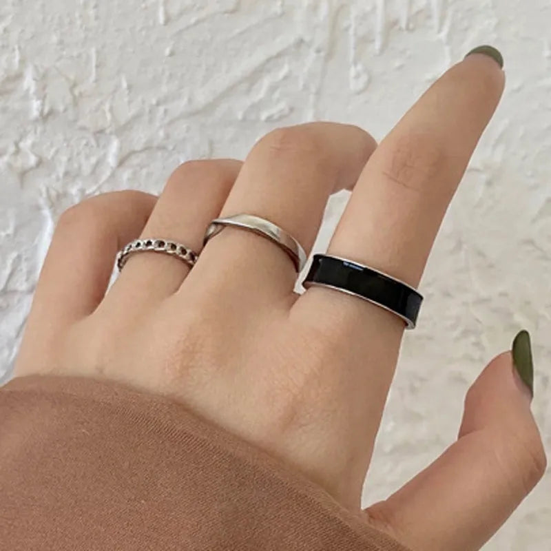 Modyle Punk Geometrische Silberfarbene Armbandringe - Stilvoller Hip-Hop Schmuck