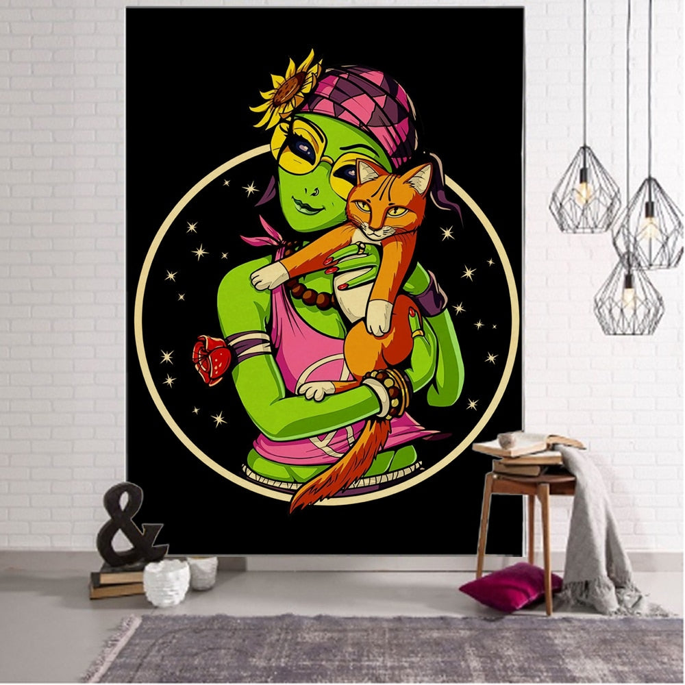 Exotische Bunte Datura Bohemian Hippie Schwarzlichtposter