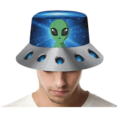 Space UFO Alien Bucket Hat – Unisex NiZED rave techno