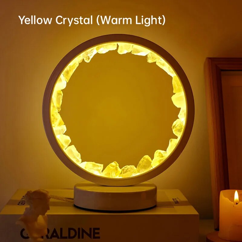 LED Wiederauflampbare Nachttischlampe - Natürliche Amethyst-Kristalldekoration