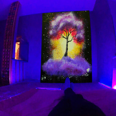 Psychedelic Mushroom UV Schwarzlicht-Wandteppich