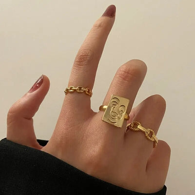 Hip-Hop Kreuzring mit Fingerketten - Verstellbare Gothic Ringe NiZED Bild 54