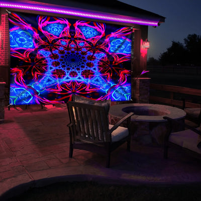 Neon Geometry UV Schwarzlicht-Wandteppich