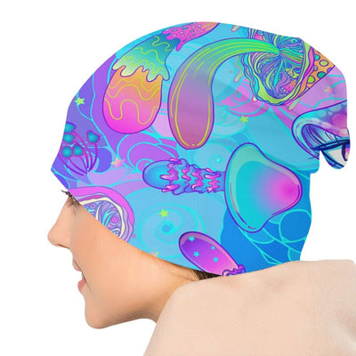 Psychedelic Skull Beanie – Trippy Wintermütze NiZED rave techno