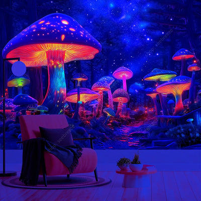 Enchanted Mushroom Forest UV Wandteppich