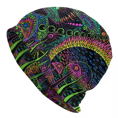 Psychedelic Skull Beanie – Trippy Wintermütze NiZED rave techno