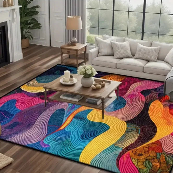 Geometrischer Abstrakt-Teppich – Wohnzimmer & Schlafzimmer