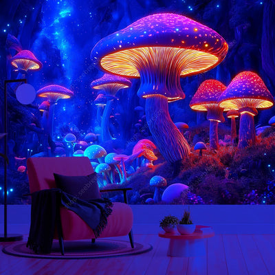 Enchanted Mushroom Forest UV Wandteppich
