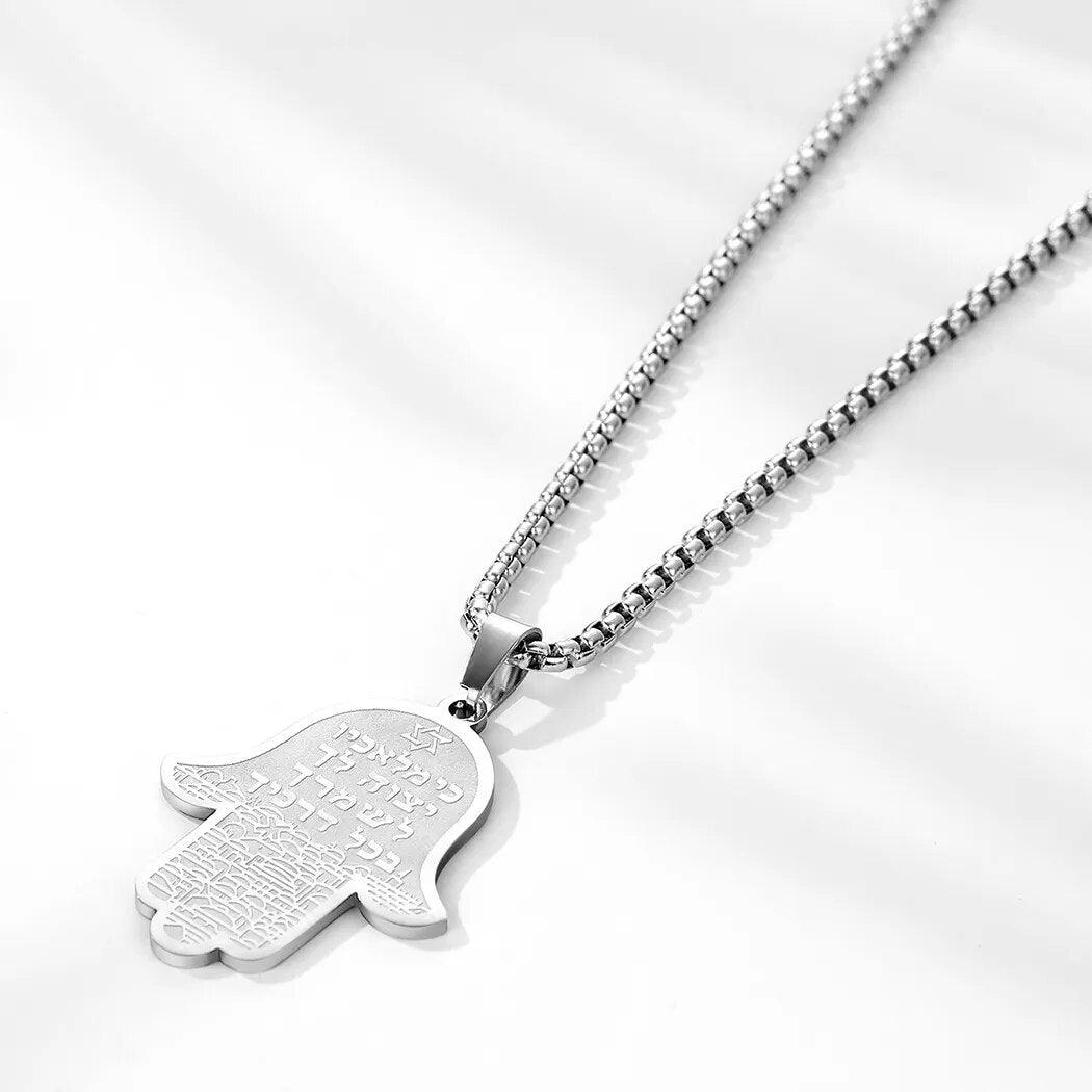 Hamsa Hand Von Fatima Anhänger Halskette - Handgefertigter Jerusalem Schmuck