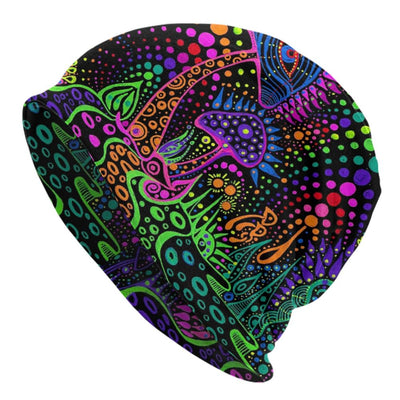 Psychedelic Skull Beanie – Trippy Wintermütze NiZED rave techno