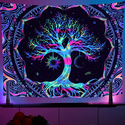 Luminous Tree of Life Psychedelic Mushroom Schwarzlichtposter