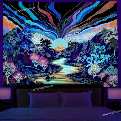 Tree of Life UV Schwarzlicht-Wandteppich