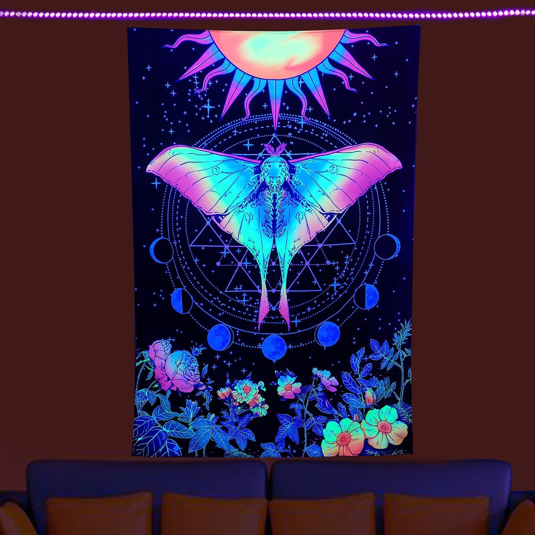Luminous Tree of Life Psychedelic Mushroom Schwarzlichtposter