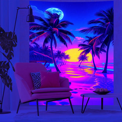 Neon Jungle UV Schwarzlicht-Wandteppich