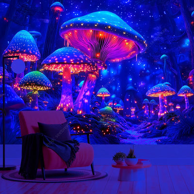 Enchanted Mushroom Forest UV Wandteppich