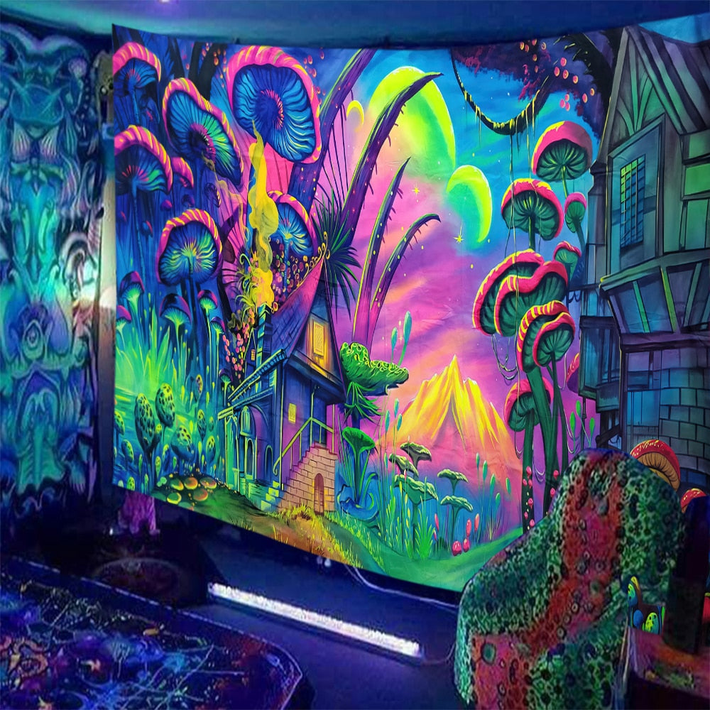 Black Light Indian Meditation Schwarzlichtposter