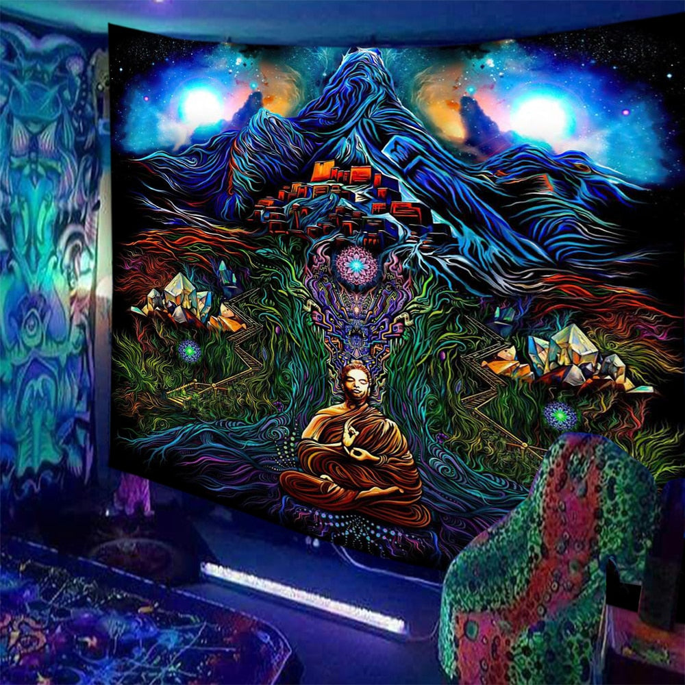 Black Light Indian Meditation Schwarzlichtposter