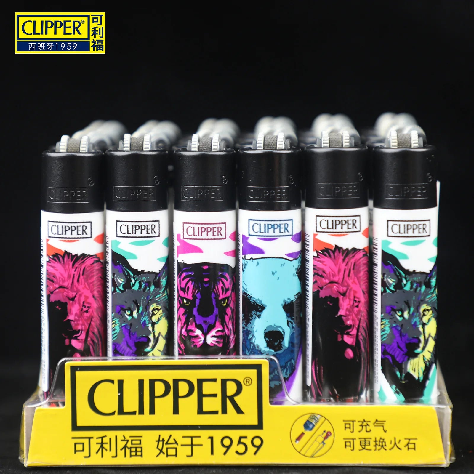 Clipper lighter – Refillable with grinding wheel &amp; design motif