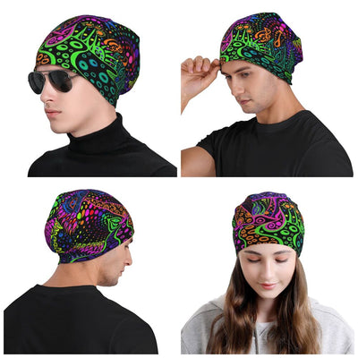 Psychedelic Skull Beanie – Trippy Wintermütze NiZED rave techno