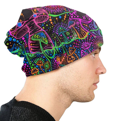 Psychedelic Skull Beanie – Trippy Wintermütze NiZED rave techno