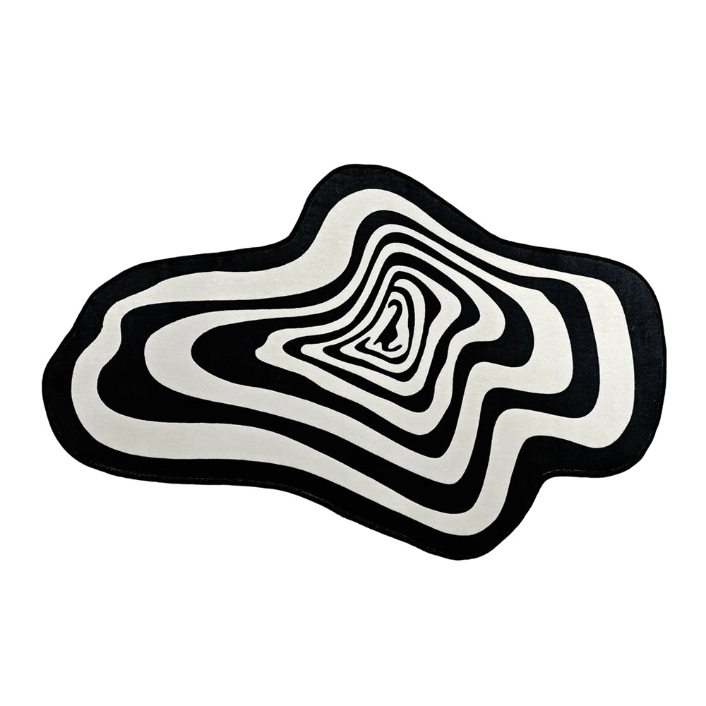 Trendy Black and White Abstract Rug – Living Room &amp; Floor Mat