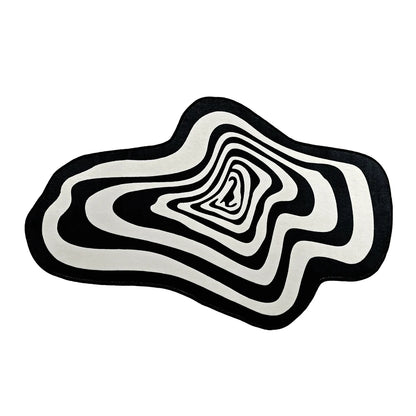 Trendy Schwarz-Weiß Abstrakt-Teppich – Wohnzimmer & Bodenmatte