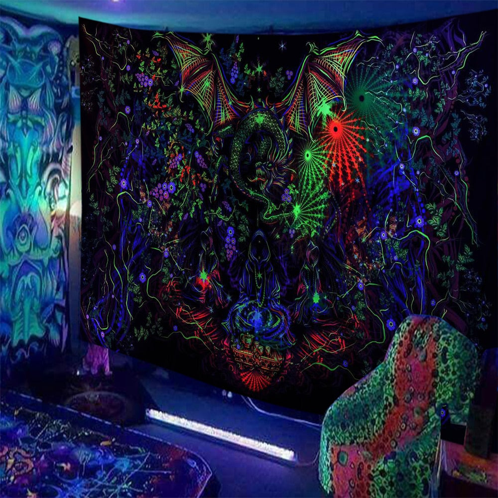 Black Light Indian Meditation Schwarzlichtposter