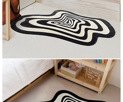 Trendy Schwarz-Weiß Abstrakt-Teppich – Wohnzimmer & Bodenmatte