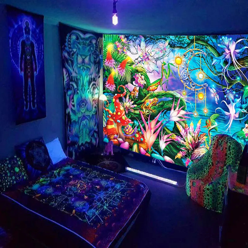 World for Hallus black light poster