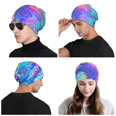 Psychedelic Skull Beanie – Trippy Wintermütze NiZED rave techno