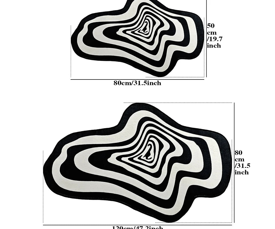 Trendy Black and White Abstract Rug – Living Room &amp; Floor Mat