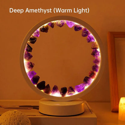 LED Wiederauflampbare Nachttischlampe - Natürliche Amethyst-Kristalldekoration
