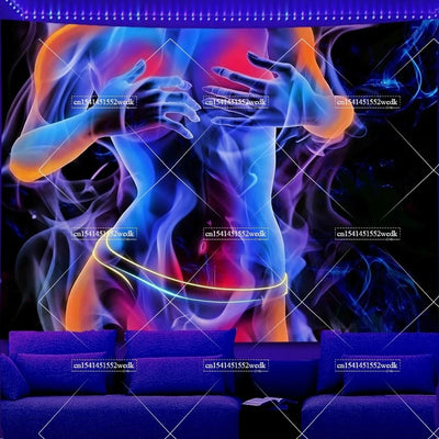 Abstract Eyes Woman UV Wandteppich