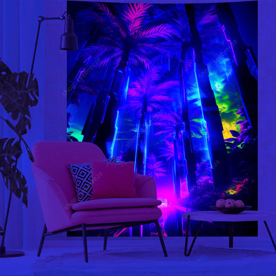 Neon Jungle UV Schwarzlicht-Wandteppich